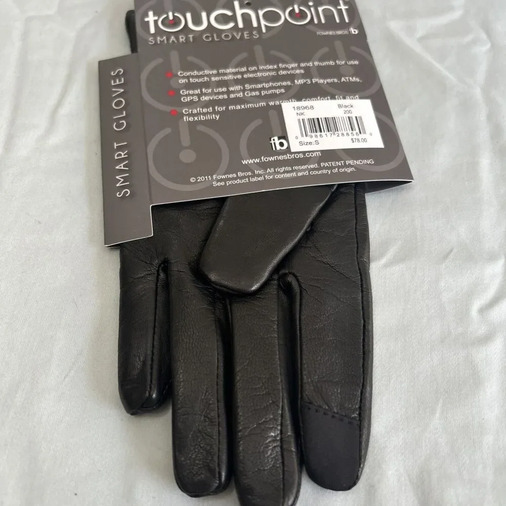 Touchpoint Smart Gloves Cashmere Lined Leather gloves Black Small